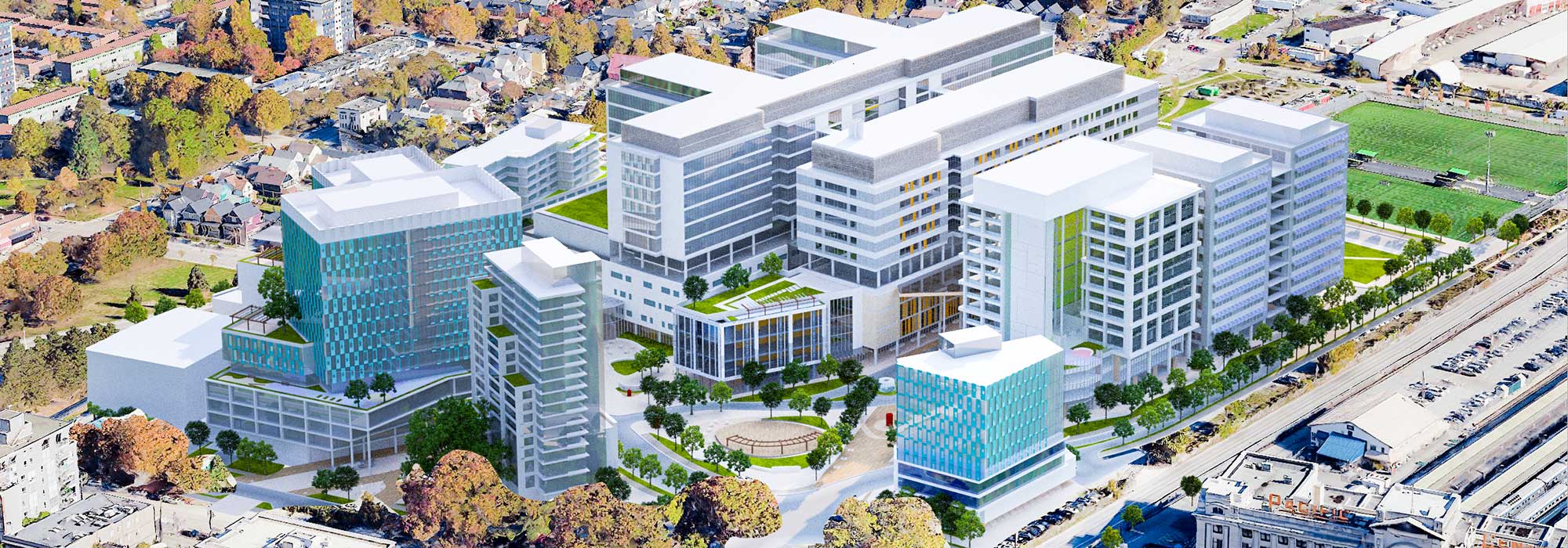 New St. Pauls Hospital aerial of all buildings New St. Pauls Hospital aerial of all buildings